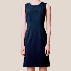 Hugo Boss Dinoma Stretch Wool Blend Navy Sheath Dress Size US 4